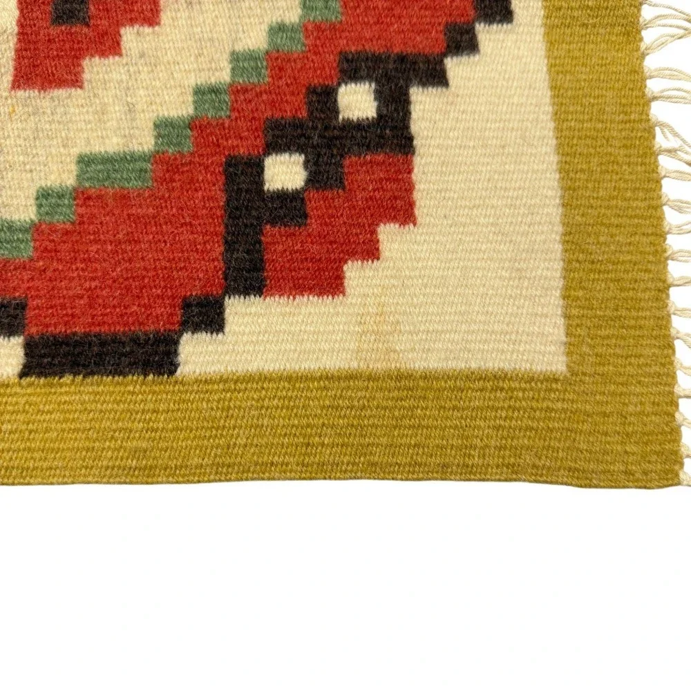 Wool Table Center Mat With Fringe 17 x 22